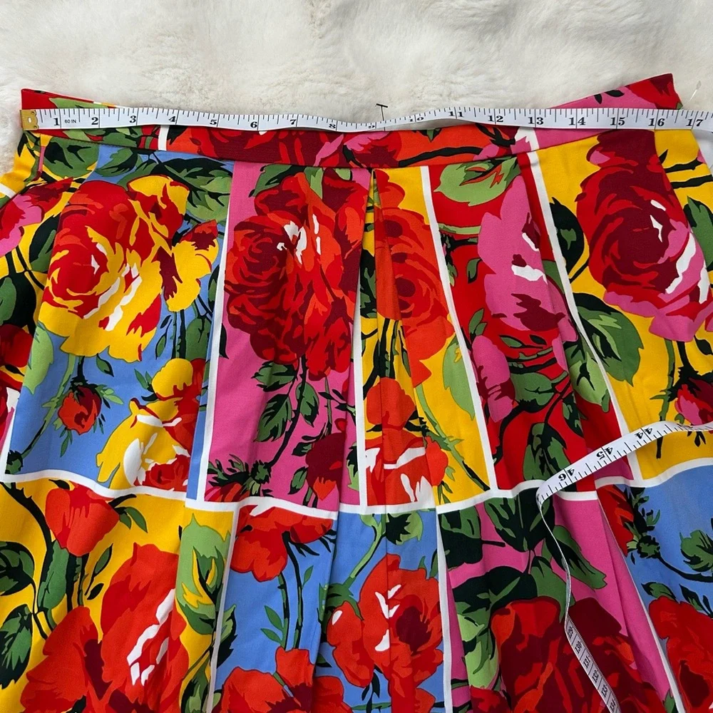 NWT New York & Company Floral Patchwork Boho Colorful Midi Skirt - L